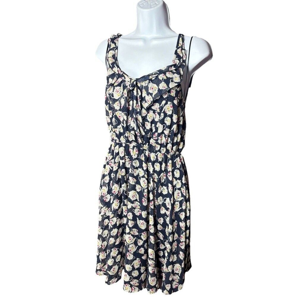 Disney Alice in Wonderland Teapot Dress LC Lauren Conrad Small S Navy Fit Flare - Picture 11 of 11